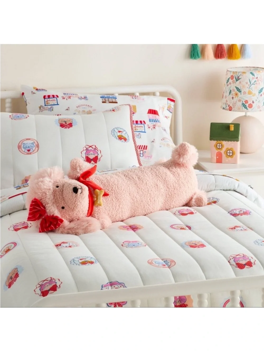 Pillowfort - Poodle Kids' Long Weighted Plush Throw Pillow Peac Peach new